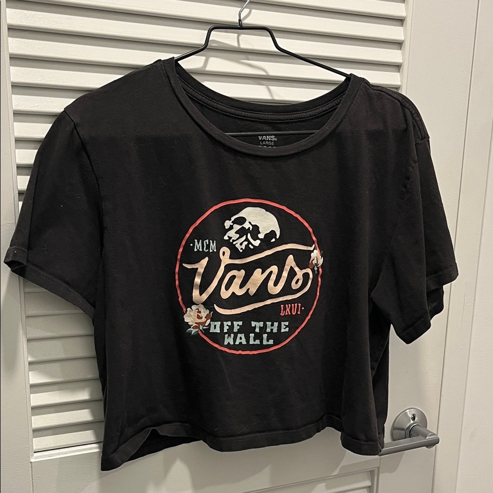 Vans Black Crop Top with Logo Graphic
